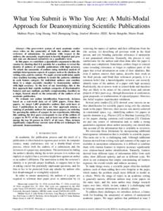 What You Submit is Who You Are: A Multi-Modal Approach for Deanonymizing Scientific Publications