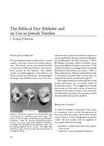 The Biblical Dye Tekhelet and its Use in Jewish Textiles I. Irving Ziderman