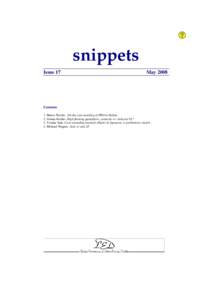 snippets Issue 17 MayContents