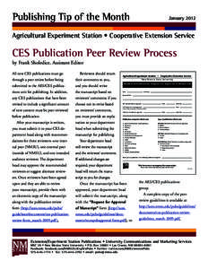 Publishing Tip of the Month 	  January 2012 Agricultural Experiment Station • Cooperative Extension Service