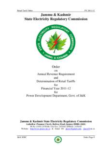 Retail Tariff Order  FYJammu & Kashmir State Electricity Regulatory Commission