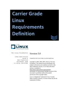 Carrier Grade Linux Requirements Definition  The Linux Foundation