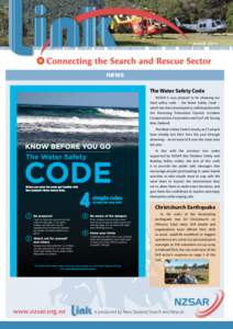 • marchnews The Water Safety Code NZSAR is very pleased to be releasing our third safety code – the Water Safety Code –