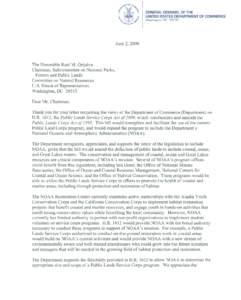 GENERAL COUNSEL OF THE UNITED STATES DEPARTMENT OF COMMERCE Washington. D.CThe Honorable Raul M. Grijalva Chairman, Subcommittee on National Parks,