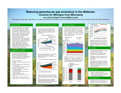 Reducing greenhouse gas emissions in the Midwest: Lessons for Michigan from Minnesota Laura Schmitt Olabisi () Community, Agriculture, Recreation, and Resource Studies (CARRS) and Environmental Science an