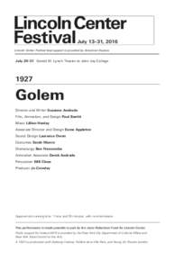 Golem / Adelaide Festival / The Golem: How He Came into the World