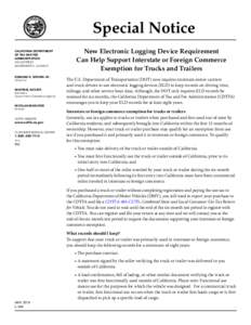 New Electronic Logging Device Requirement Can Help Support - Interstate or Foreign Commerce Exemption for Trucks and Trailers