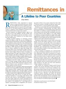 Remittances in   A Lifeline to Poor Countries Dilip Ratha R