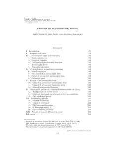 JOURNAL OF THE AMERICAN MATHEMATICAL SOCIETY Volume 12, Number 1, January 1999, Pages 173–240 S[removed][removed]PERIODS OF AUTOMORPHIC FORMS