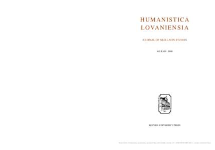 HUMANISTICA L O VA N I E N S I A H U M A N I S T I C A L O VA N I E N S I AJOURNAL OF NEO-LATIN STUDIES