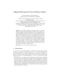 Minimal Disconnected Cuts in Planar Graphs  ? Marcin Kami´ nski1 , Dani¨el Paulusma2 ,