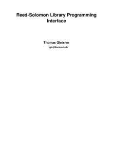 Reed-Solomon Library Programming Interface Thomas Gleixner 