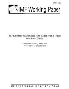 IMFThe Empirics of Exchange Rate Regimes and Trade: Words vs. Deeds; by Mahvash Saeed Qureshi and Charalambos Tsangarides; IMF Working Paper 10/48; February 1, 2010