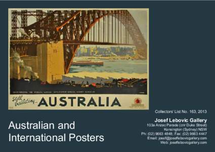 Collectors’ List No. 163, 2013  Australian and International Posters  Josef Lebovic Gallery