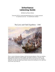 Inheritance Listening Guide Written by Penny Raine Copyright 2010 by HomeschoolRadioShows.com, all rights reserved. For personal use only – no redistribution allowed.