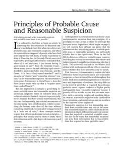 Spring-Summer[removed]POINT OF VIEW Principles of Probable Cause and Reasonable Suspicion