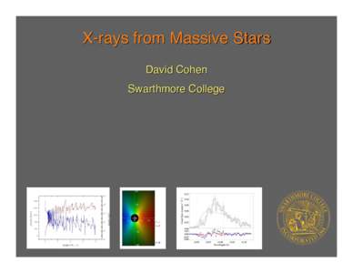 X-rays from Massive Stars David Cohen Swarthmore College X-ray spectroscopy of hot plasmas temperature, density, kinematics in stars