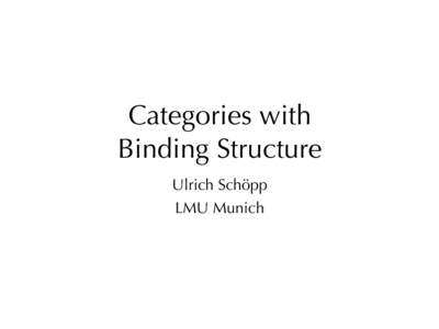 Categories with Binding Structure Ulrich Schöpp LMU Munich  Name Binding