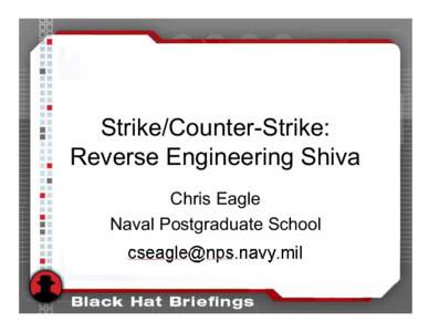 Strike/Counter-Strike: Reverse Engineering Shiva Chris Eagle Naval Postgraduate School  Outline