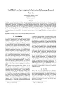 MultiMASC: An Open Linguistic Infrastructure for Language Research Nancy Ide Department of Computer Science Vassar College, USA  Abstract