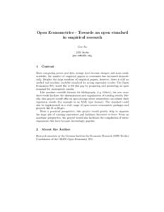 Open Econometrics - Towards an open standard in empirical research Guo Xu DIW Berlin ,