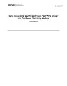 Integrating Southwest Power Pool Wind to Southeast Electricity Markets