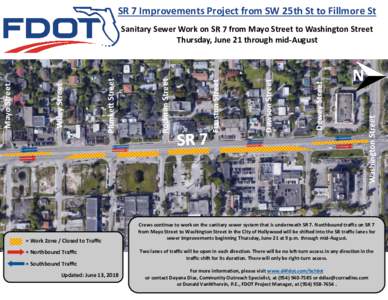 SR 7 Improvements Project from SW 25th St to Fillmore St  = Work Zone / Closed to Traffic = Northbound Traffic  N