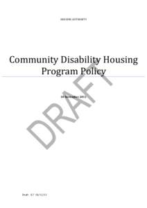 HOUSING AUTHORITY  Community Disability Housing Program Policy 10 November 2011