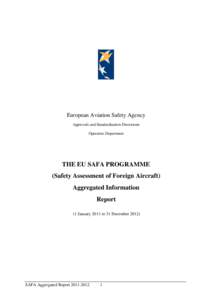 European Aviation Safety Agency Approvals and Standardisation Directorate Operators Department THE EU SAFA PROGRAMME (Safety Assessment of Foreign Aircraft)
