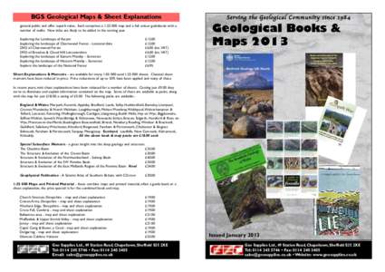 BGS Geological Maps & Sheet Explanations  general public and offer superb value, Each comprises a 1:map and a full colour guidebook with a number of walks. New titles are likely to be added in the coming year.  Ex
