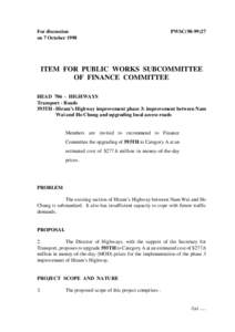 For discussion on 7 October 1998 PWSC[removed]ITEM FOR PUBLIC WORKS SUBCOMMITTEE