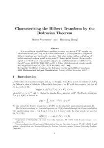 Characterizing the Hilbert Transform by the Bedrosian Theorem Moises Venouziou∗ and Haizhang Zhang†
