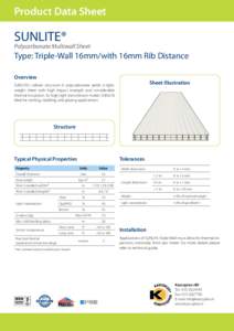 Product Data Sheet  SUNLITE® Polycarbonate Multiwall Sheet