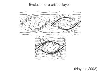 Evolution of a critical layer  (Haynes 2002) Kelvin cats’ eyes in the stratosphere