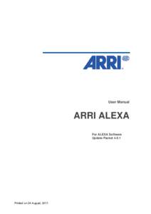 User Manual  ARRI ALEXA For ALEXA Software Update Packet 4.0.1