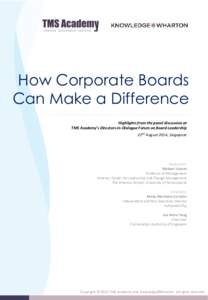 Economy / Business / Corporate governance / Corporate law / Management / Information governance / Records management / Board of directors / Gender representation on corporate boards of directors / United States corporate law / Executive director / National Association of Corporate Directors