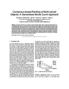 IEEE TRANSACTIONS ON KNOWLEDGE AND DATA ENGINEERING  1 Consensus-based Ranking of Multi-valued Objects: A Generalized Borda Count Approach