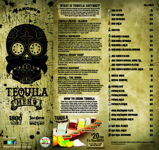 30ml SHOTS  WHAT IS TEQUILA ANYWAY ? Tequila is a Mexican distillate from the Agave plant. By law, in order to be called tequila, at least 51% of the material must be from