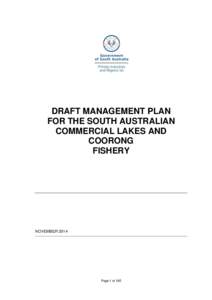 DRAFT MANAGEMENT PLAN FOR THE SOUTH AUSTRALIAN COMMERCIAL LAKES AND COORONG FISHERY