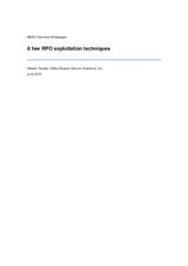 MBSD Technical Whitepaper  A few RPO exploitation techniques Takeshi Terada / Mitsui Bussan Secure Directions, Inc. June 2015