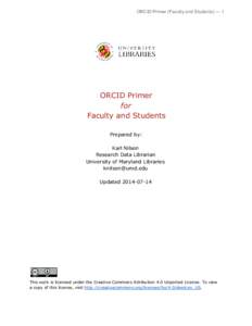   ORCID Primer (Faculty and Students) — 1      
