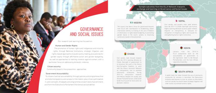 Sample outcomes from the ELLA Network research, exchange and learning on Governance and Social Issues NIGERIA  GOVERNANCE