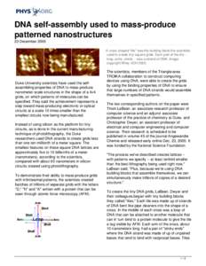 DNA self-assembly used to mass-produce patterned nanostructures