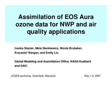 Environmental chemistry / Ozone depletion / SBUV/2 / Microwave Limb Sounder / Ozone / Aura / Data assimilation / Dobson unit / Atmosphere of Earth / Earth / Atmospheric sciences / Meteorology