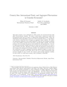 Country Size, International Trade, and Aggregate Fluctuations in Granular Economies∗ Julian di Giovanni International Monetary Fund  Andrei A. Levchenko