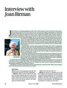 Interview with Joan Birman