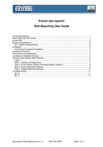 Extraxi aaa-reports! Web Reporting User Guide