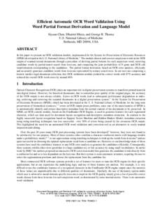 Efficient automatic OCR word validation using word partial format derivation and language model[removed]]