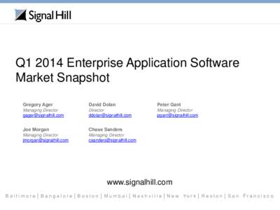Q1 2014 Enterprise Application Software Market Snapshot Gregory Ager David Dolan