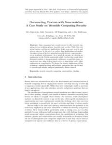 This paper appeared in Proc. 18th Intl. Conference on Financial Cryptography and Data Security, March[removed]For updates, visit https://jhalderm.com/papers. Outsmarting Proctors with Smartwatches: A Case Study on Wearable